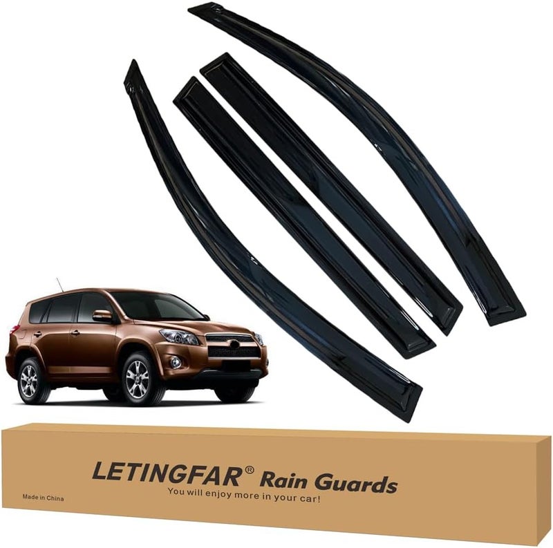 LETINGFAR حواجز المطر للنوافذ لسيارة تويوتا RAV4 2006 2007 2008 2009 2010 2011 2012، واقيات الرياح، ظلال التهوية لتويوتا RAV4 - Image 1